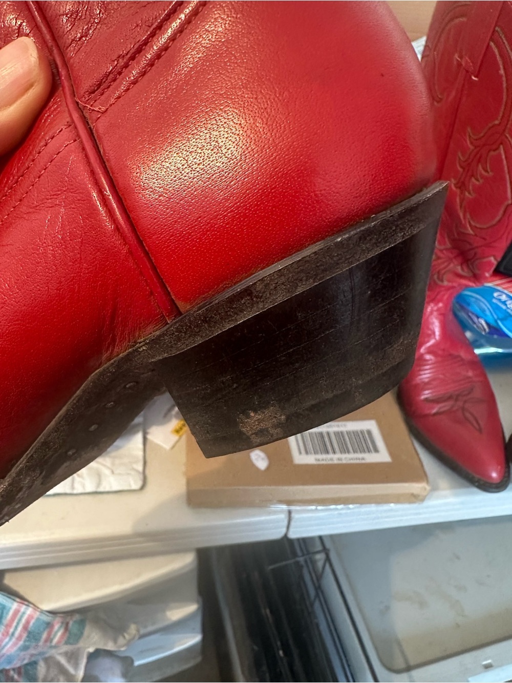 Tony Lama Red Embroidered Western Boots - Picture 6 of 9